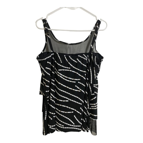 Miraclesuit womens tankini top black sheer striped adjustable straps size 14 - Picture 5 of 11